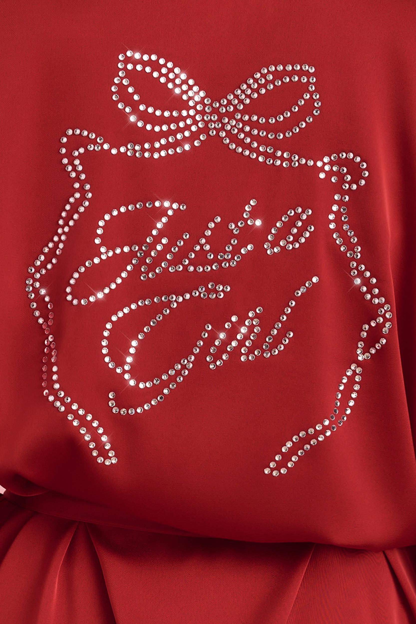 Embellished Wrap-Over Robe in Ruby Red Female Product Image