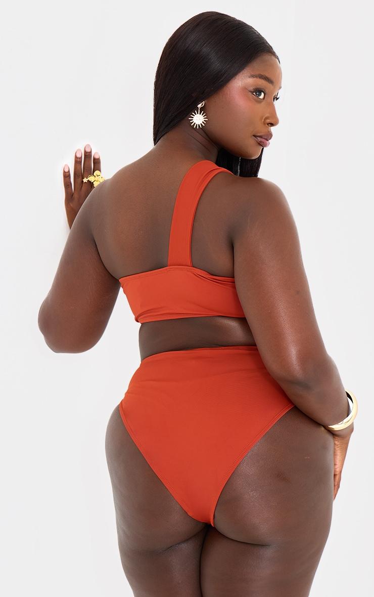Plus Rust Knot Detail Asymmetric Bikini Top Product Image