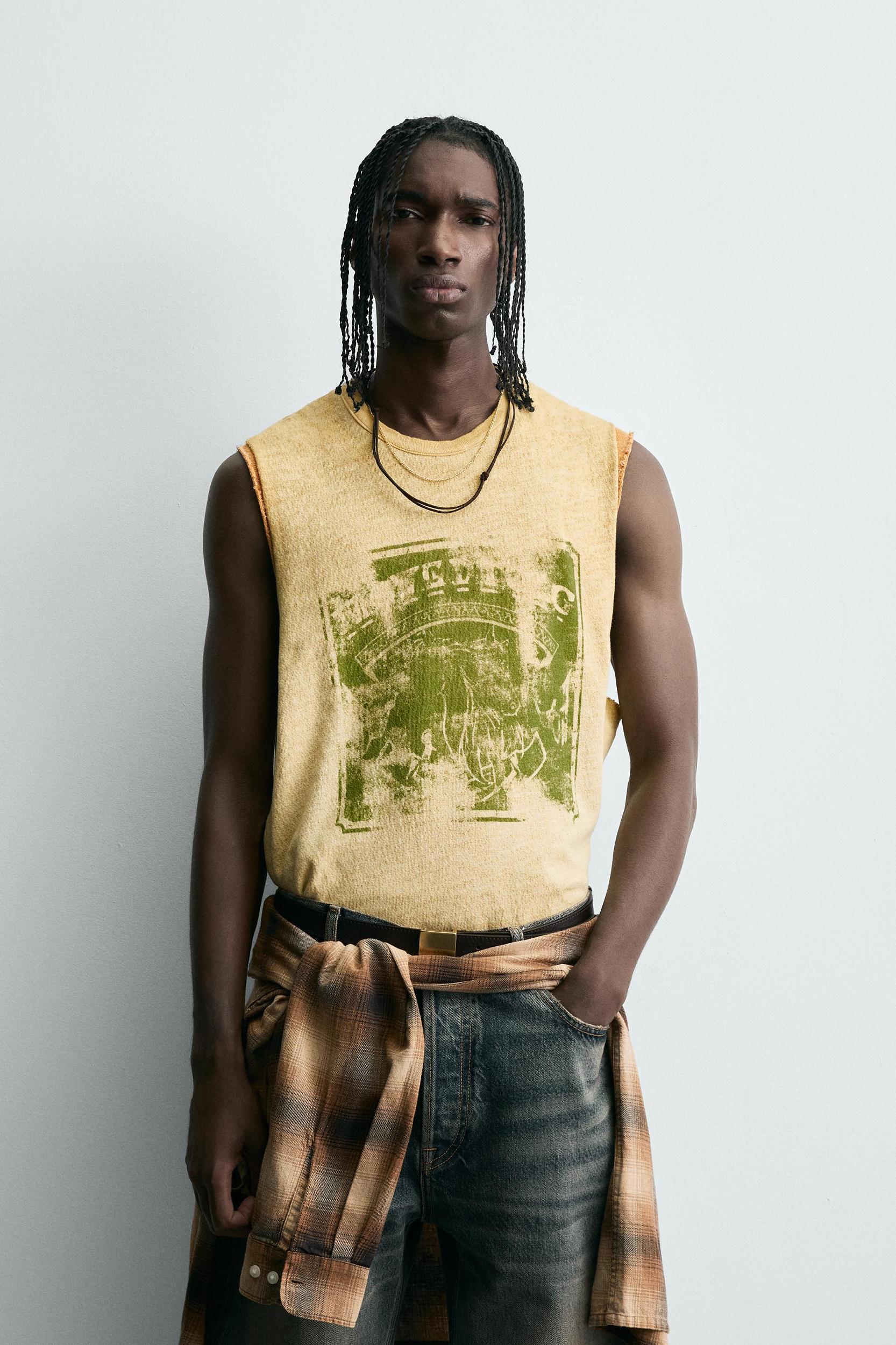 WASHED PRINT KNIT TANK TOP Product Image