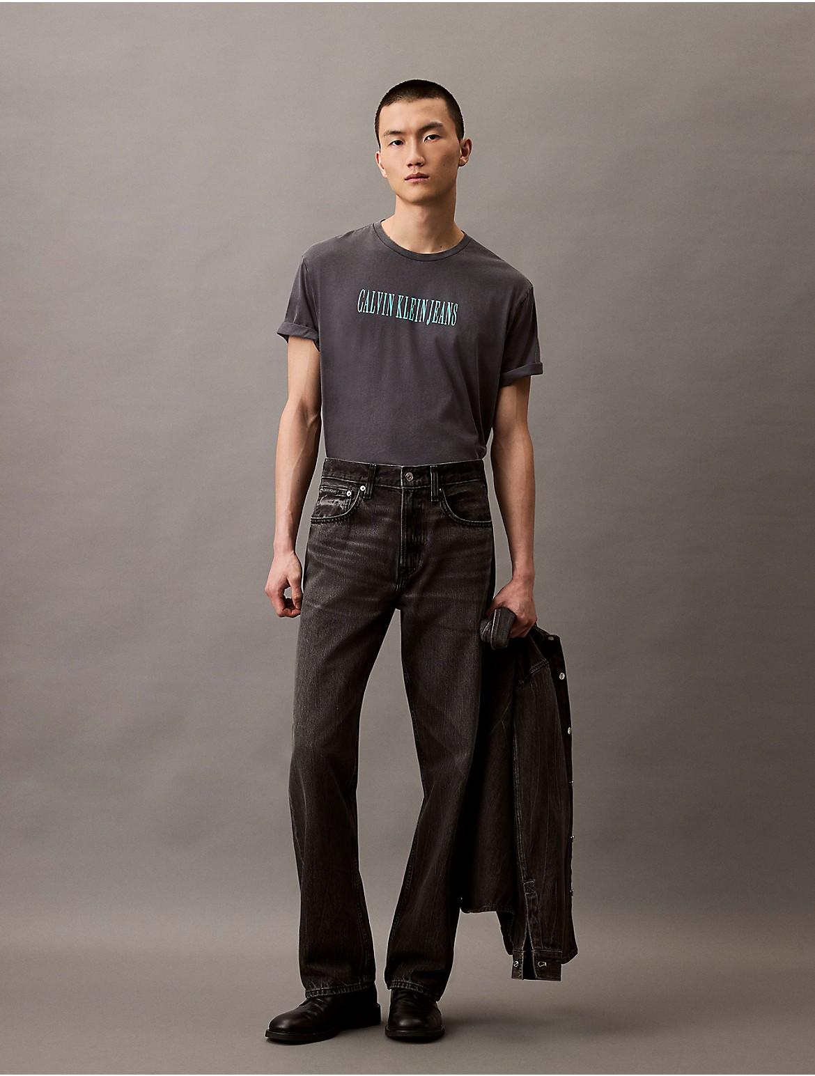 Calvin Klein Mens Acid Wash Graphic Crewneck T-Shirt - Grey Product Image