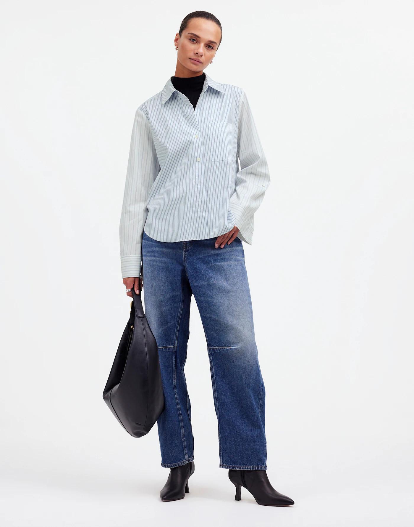 Easy Y-Neck Button-Up Shirt Product Image