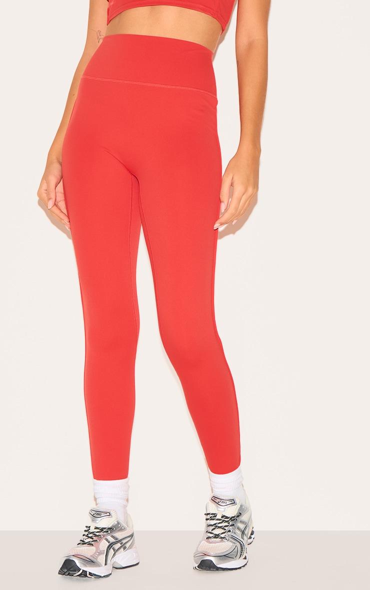  Red Sculpt Contrast Detail High Waist Gym Leggings Product Image