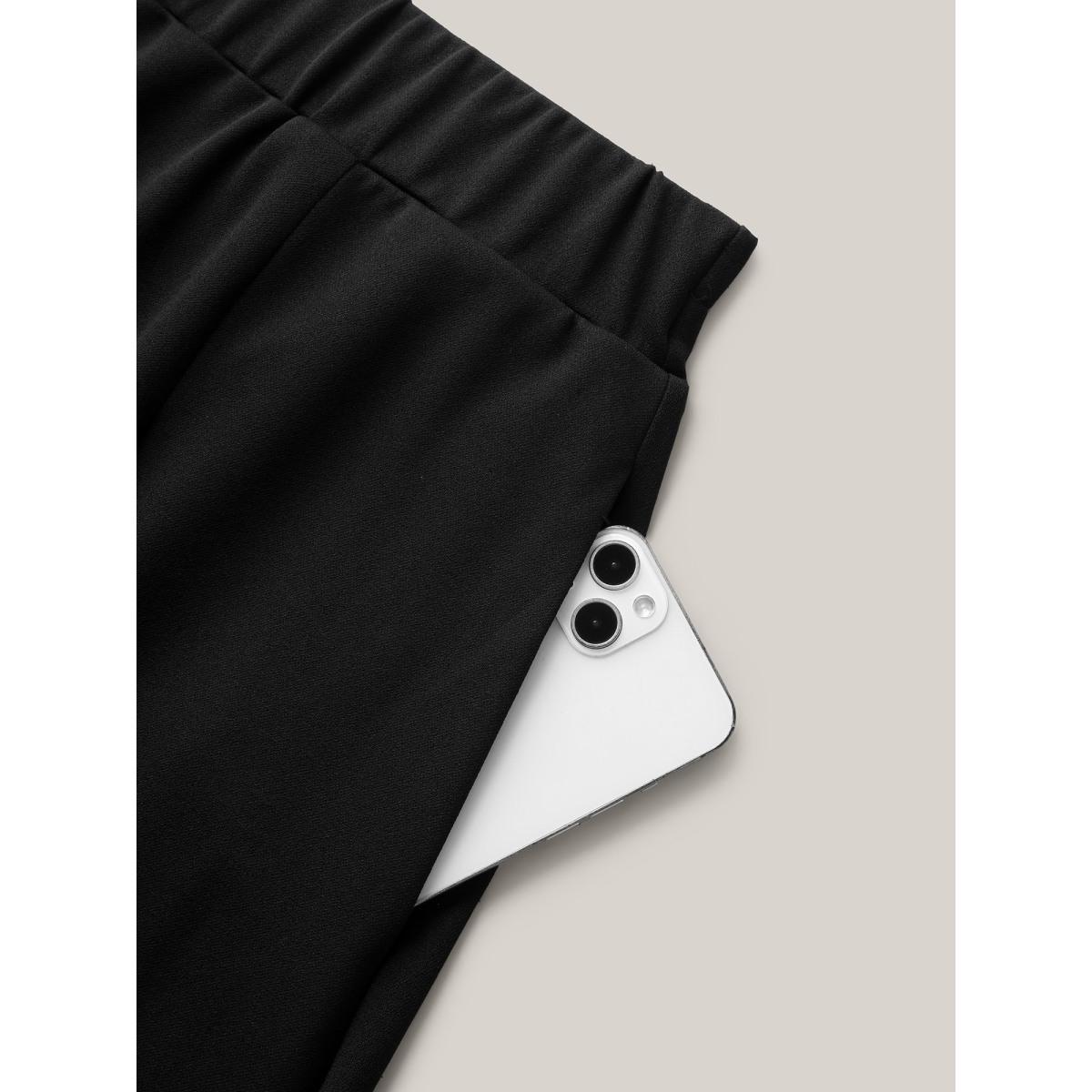 Plus Size Side Slit Straight Fit Maxi Skirt Women Pureblack No stretch Side seam pocket Everyday-Elegant Skirts BloomChic 18-20/2X Product Image