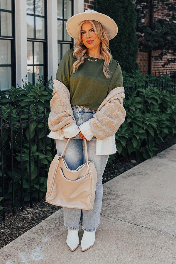 Across The World Shift Top In Olive Curves Product Image