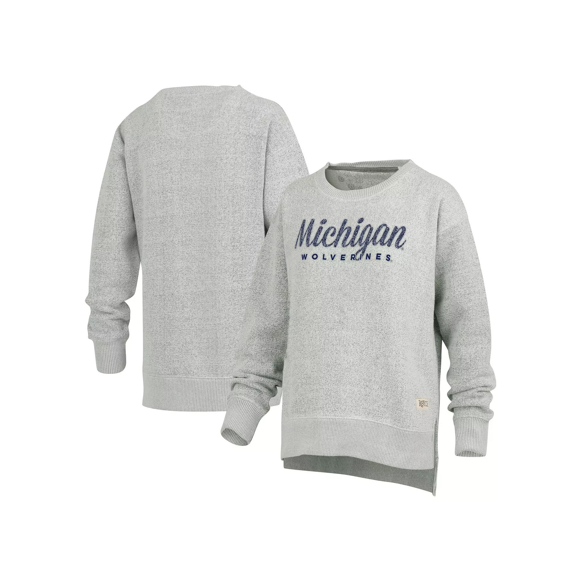 Women's Pressbox Heather Gray Michigan Wolverines Torrington Pullover Sweatshirt, Size: Medium, Grey Product Image