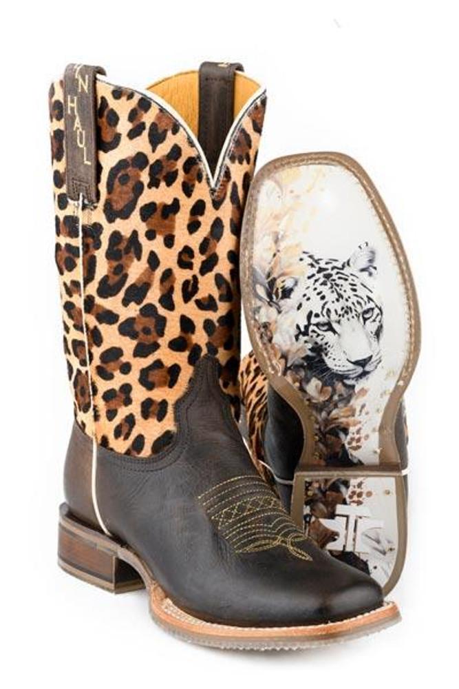 SALE Tin Haul® Ladies' Brown/Leopard Square Toe Boots Product Image
