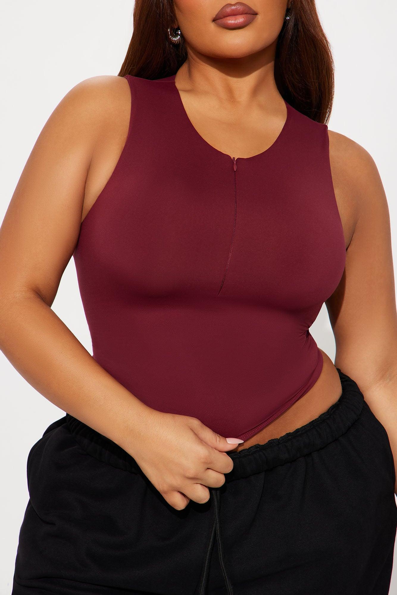 Second Skin Double Lined Zip Front Tank - Wine Female Product Image