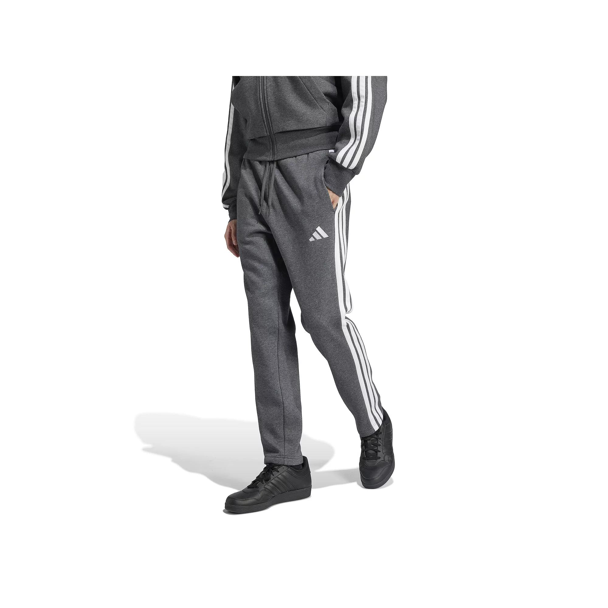 Men's adidas Essentials 3-Stripes Fleece Sportswear Pants, Size: XL, Black White Product Image