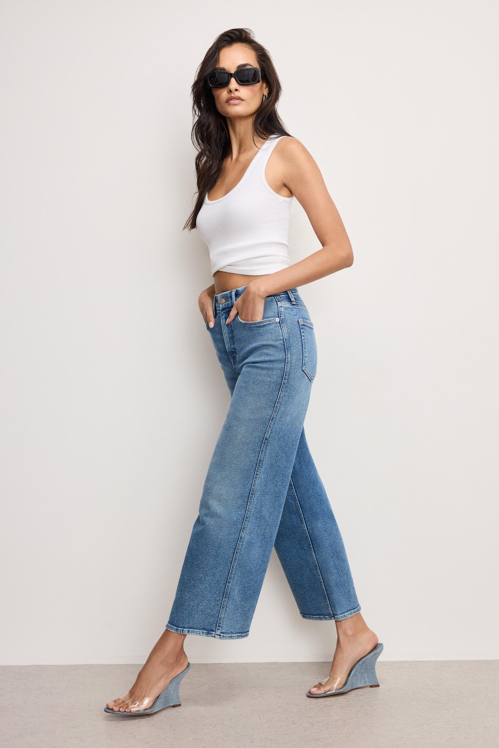 GOOD SKATE WIDE CROPPED JEANS | BLUE541 Product Image