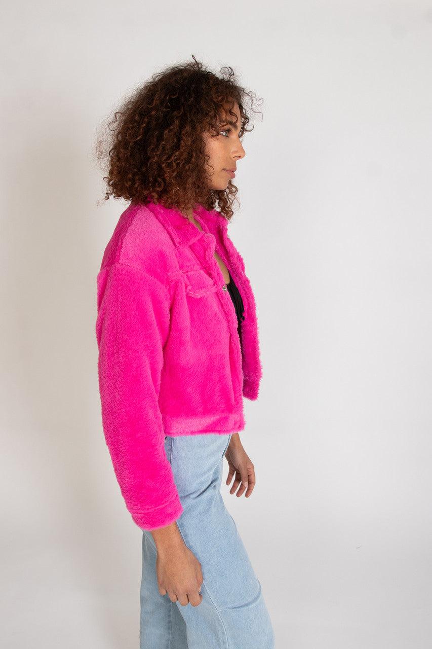 Cropped Faux Fur Shacket Product Image