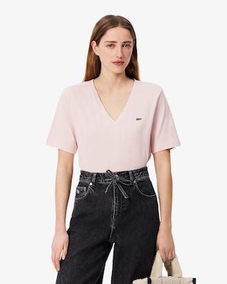 Relaxed Fit Soft Cotton V Neck T-shirt Product Image