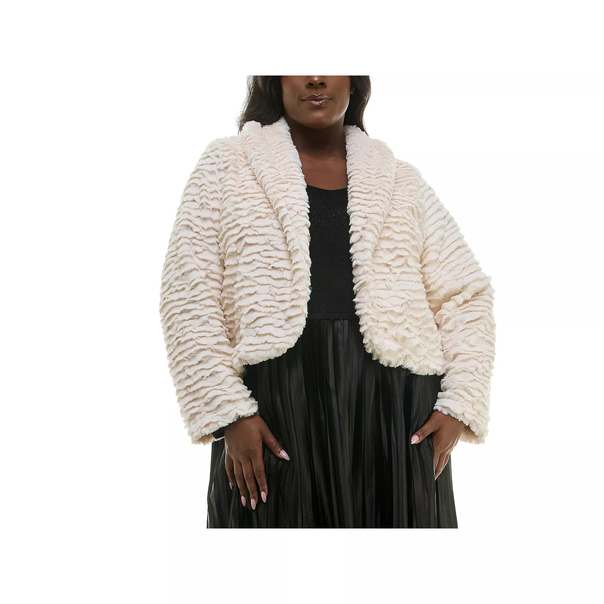 Plus Size Nina Leonard Faux Fur Bolero Jacket, Women's, Size: 1XL, Black Product Image