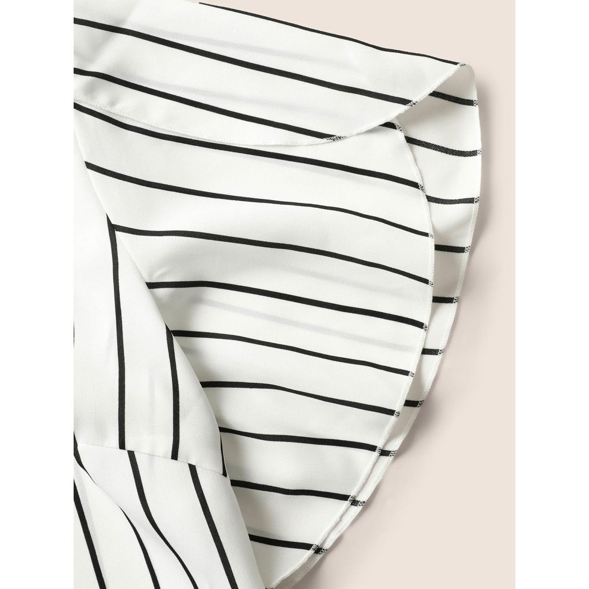 Plus Size Originalwhite Striped Tie Knot Petal Sleeve Blouse Women Work From Home Cap Sleeve V-neck Office Blouses BloomChic 22-24/3X Product Image