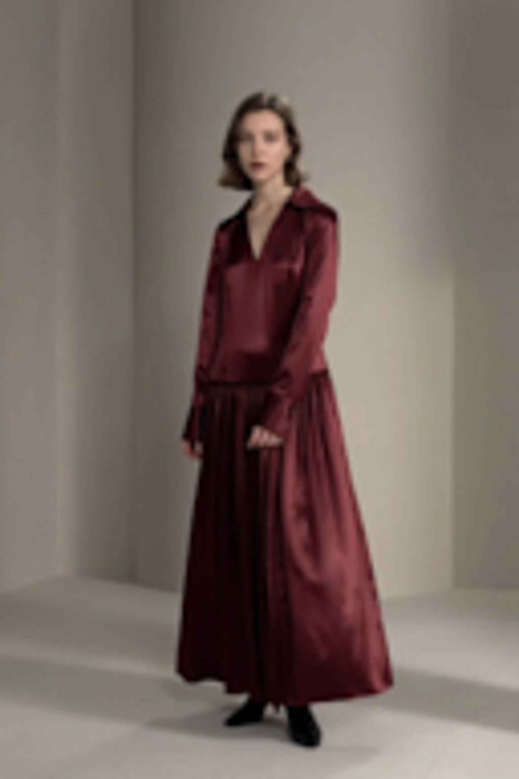 Villemajou Pleated Silk Maxi Shirt Dress Product Image