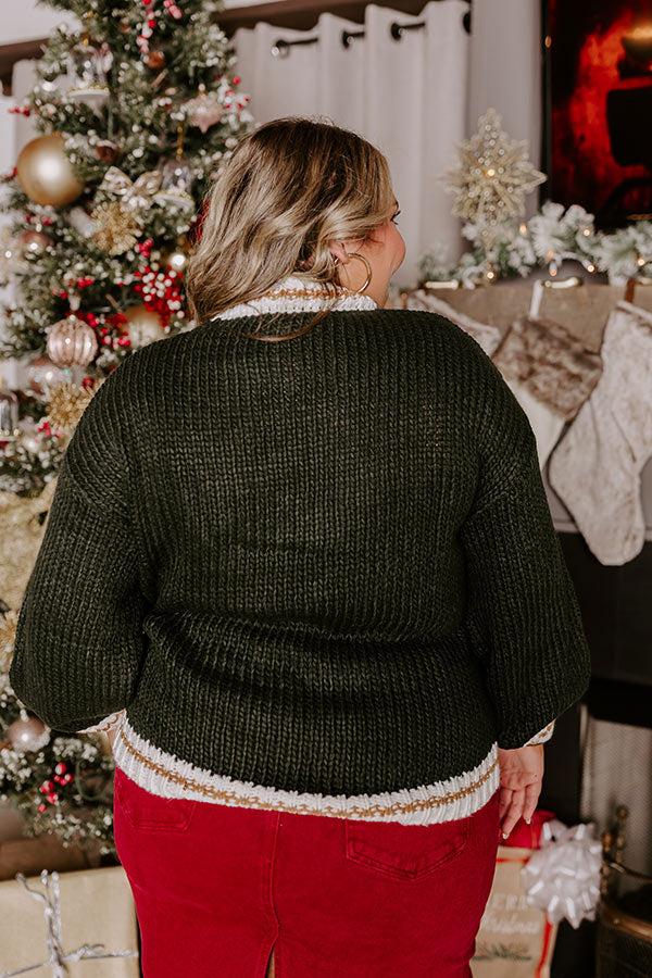 Holiday Vibes Knit Sweater in Jolly Hunter Green Curves Product Image