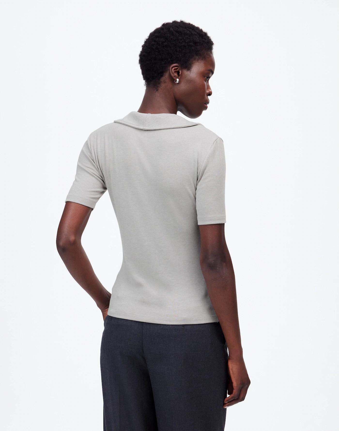 Drapey Rib Short-Sleeve Polo Top Product Image