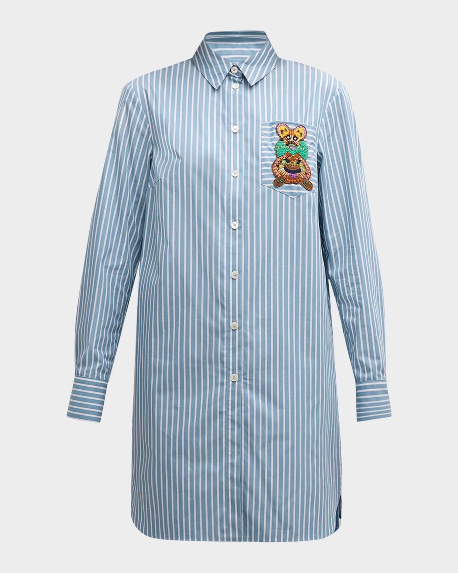 Striped Tunic with Abstract Embroidery Product Image