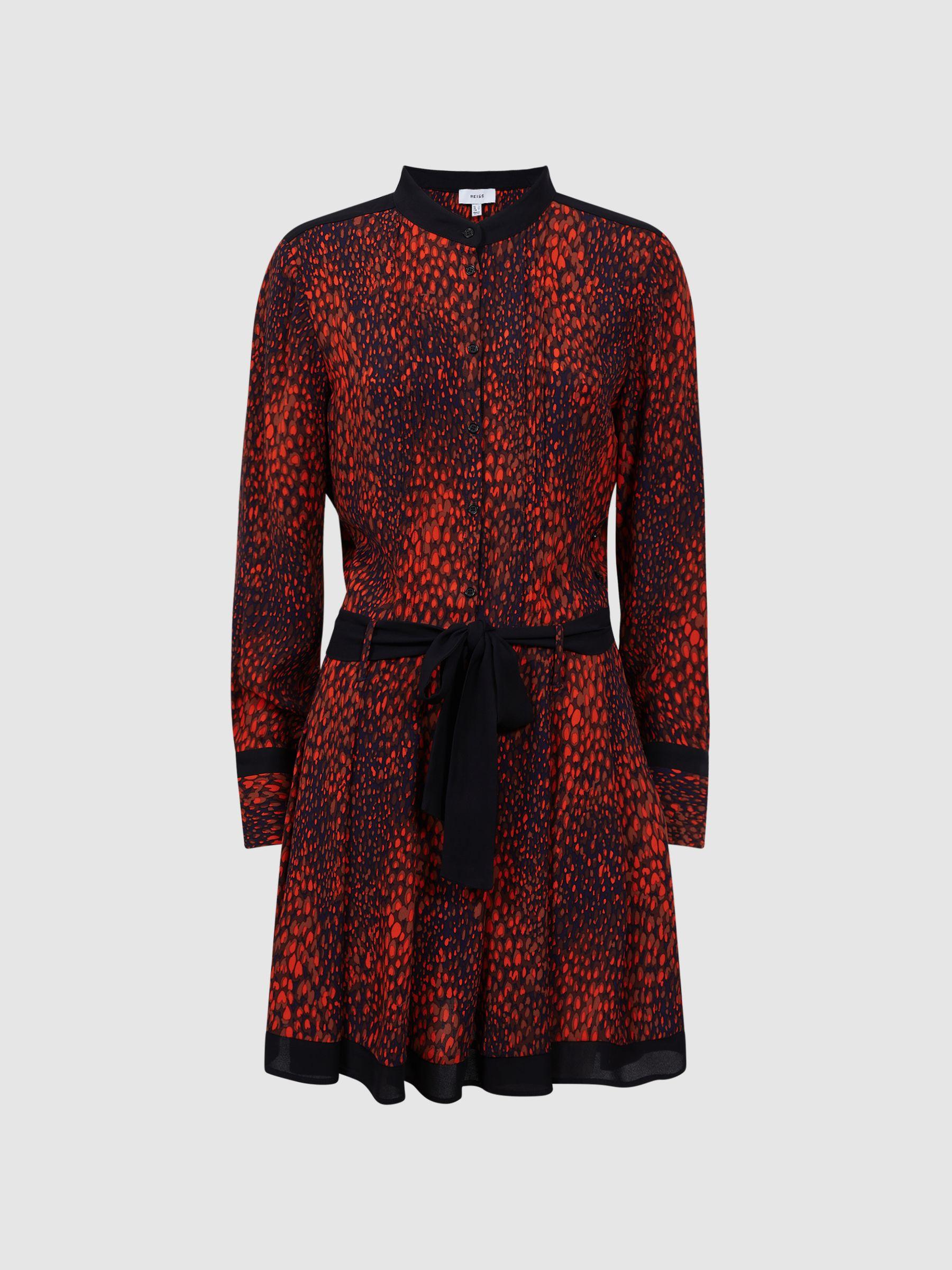 Animal Print Belted Mini Dress in Red Product Image
