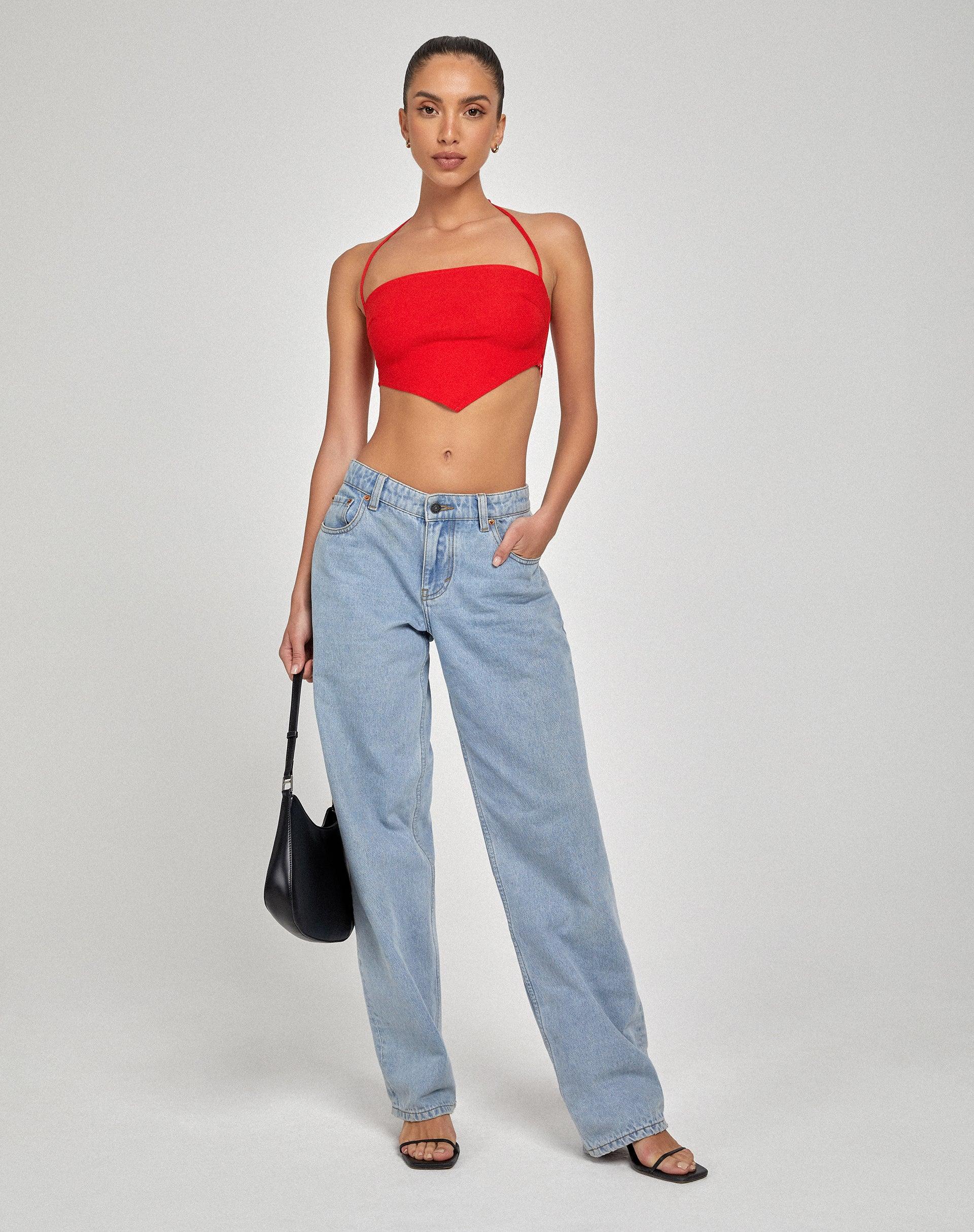 Taina Crop Top in Tailoring Red Product Image