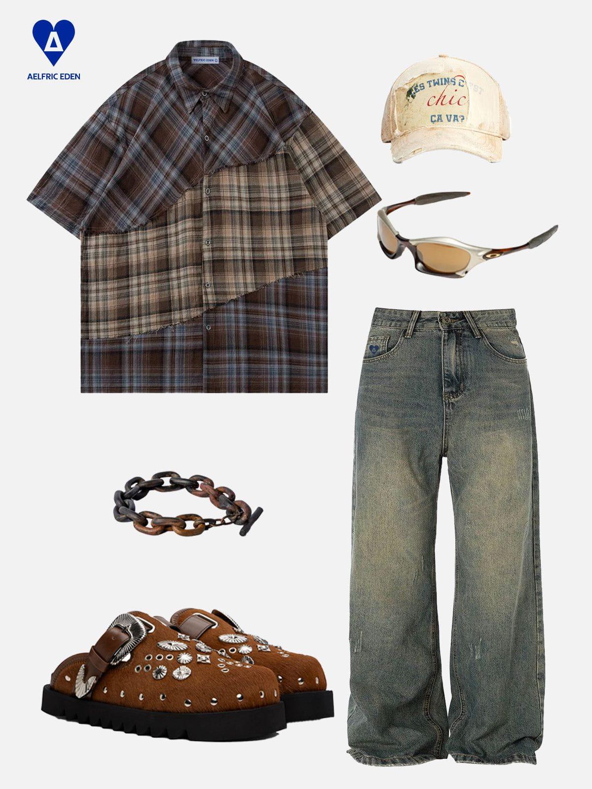 Aelfric Eden Plaid Patchwork Shirt Product Image