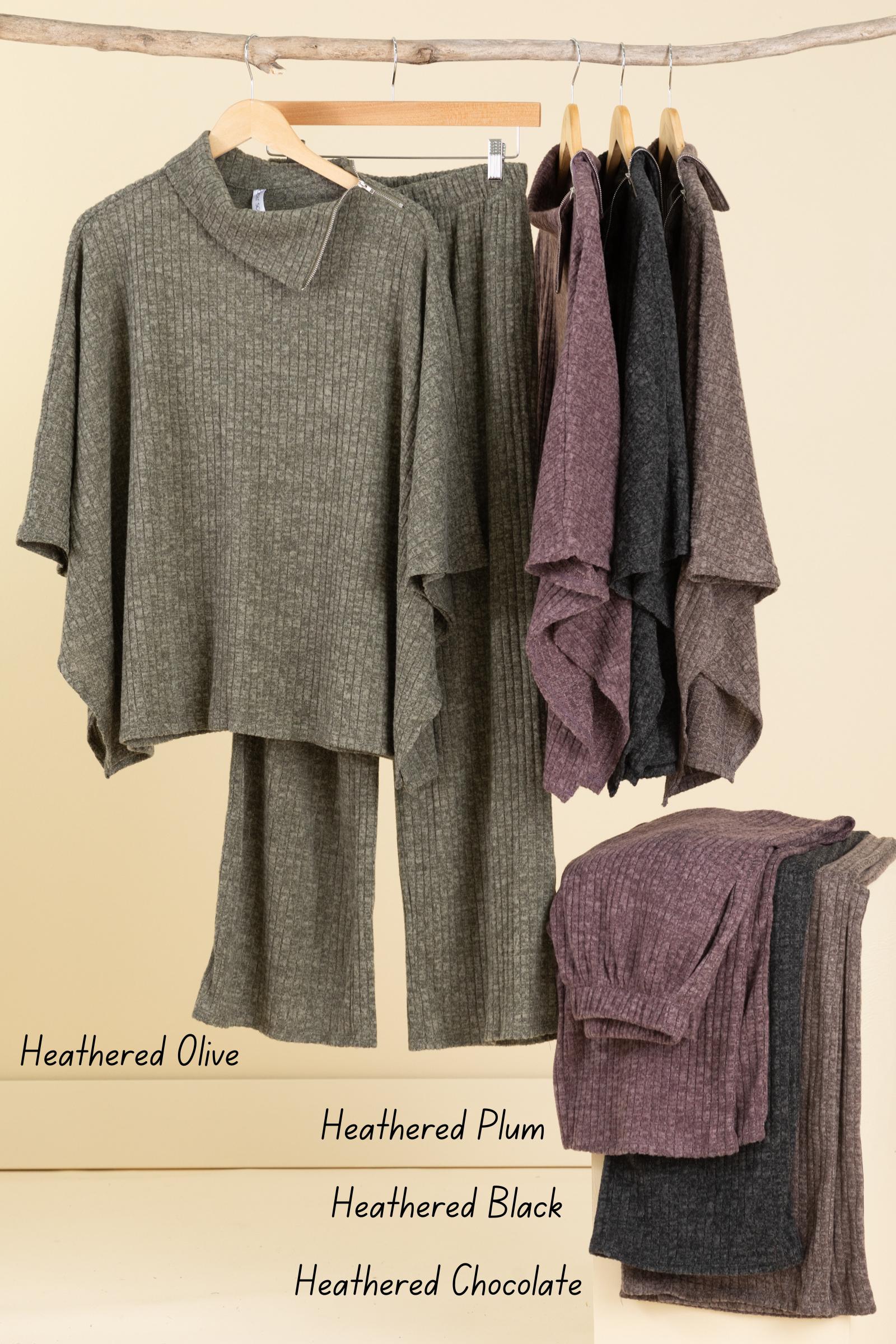 Soft Knit Top With Zipper Detail And Pant Set Product Image