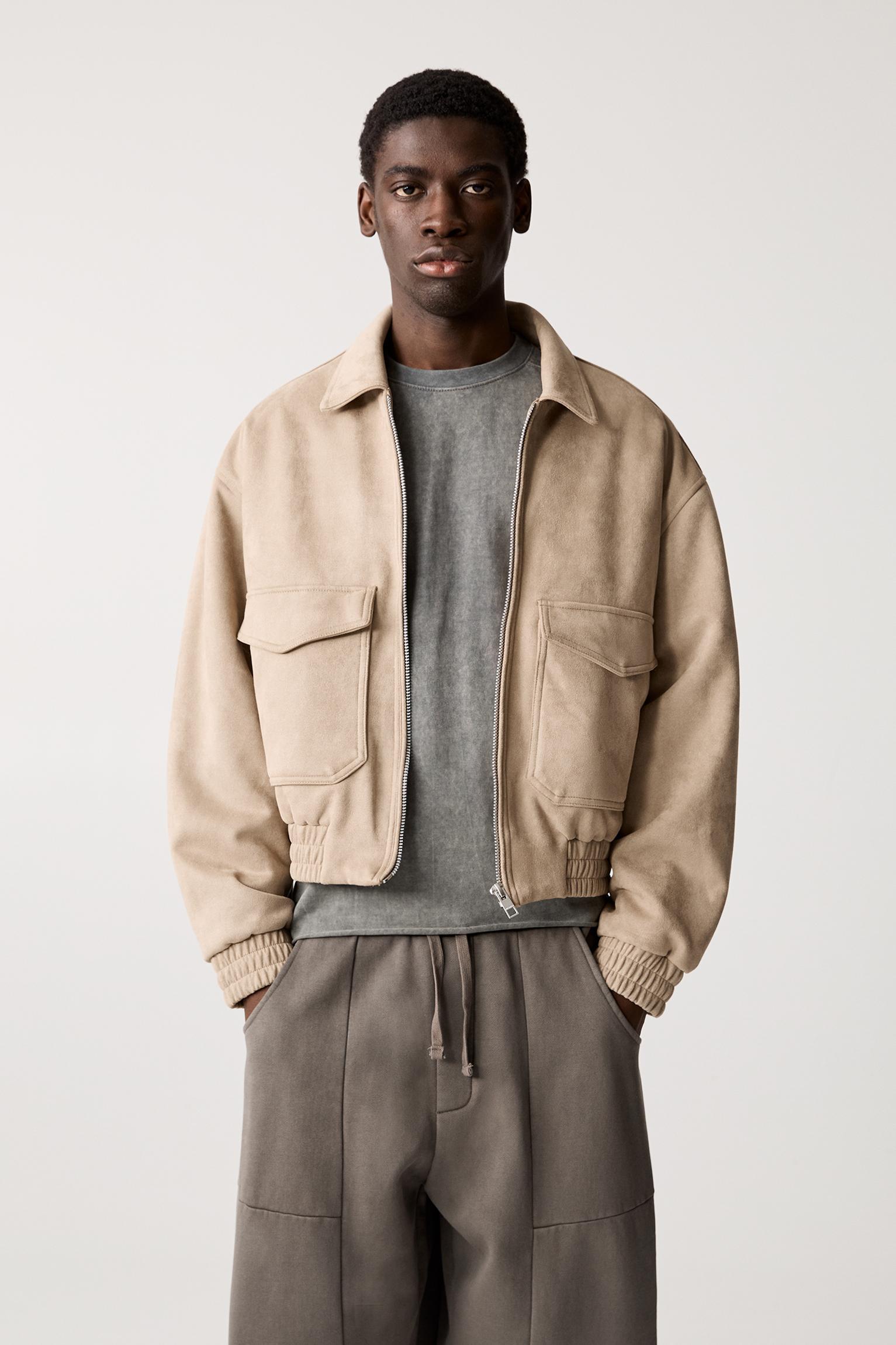 Cropped faux suede jacket Product Image