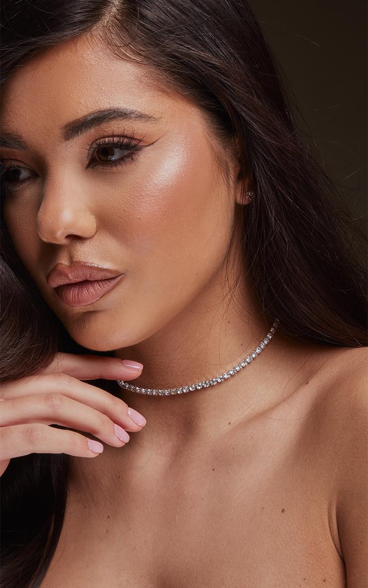 Silver Dainty Stud And Necklace Set Product Image