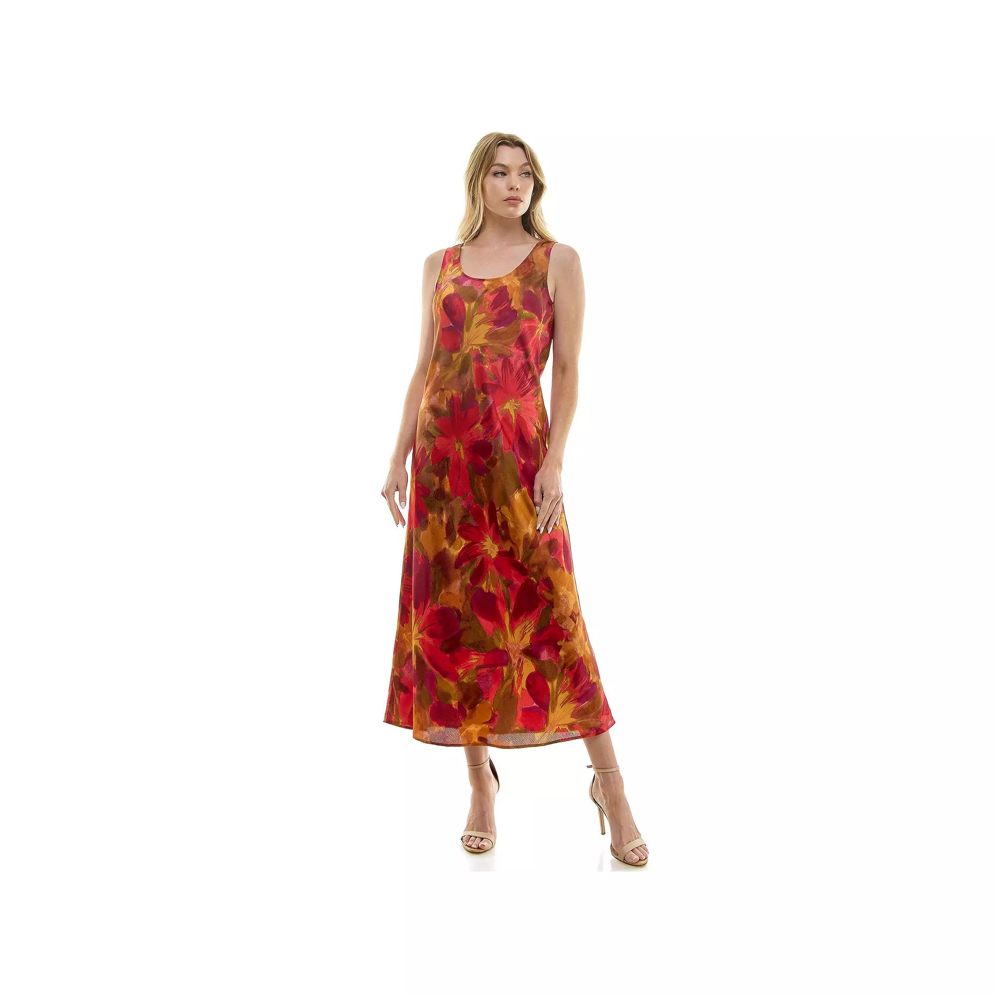 Women's Luxology Sleeveless Satin Slip Dress, Size: Medium, Green Wine Gold Product Image