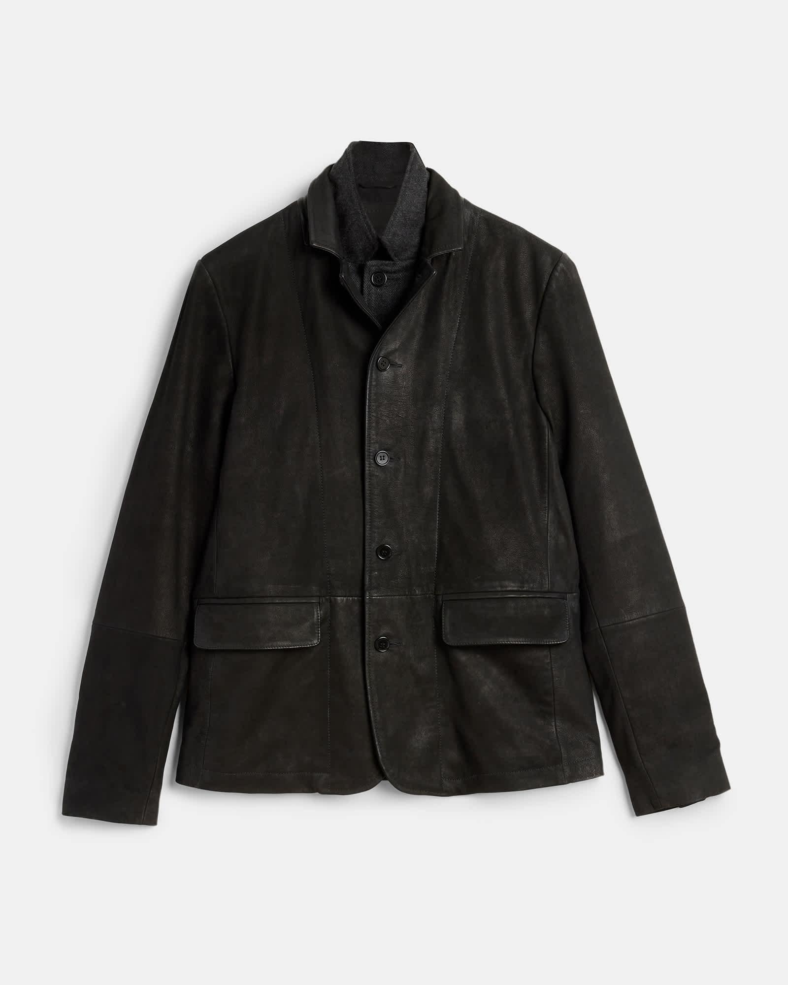 Survey Waxed Suede Double Layer Blazer ANTHRACITE GREY | ALLSAINTS US Product Image