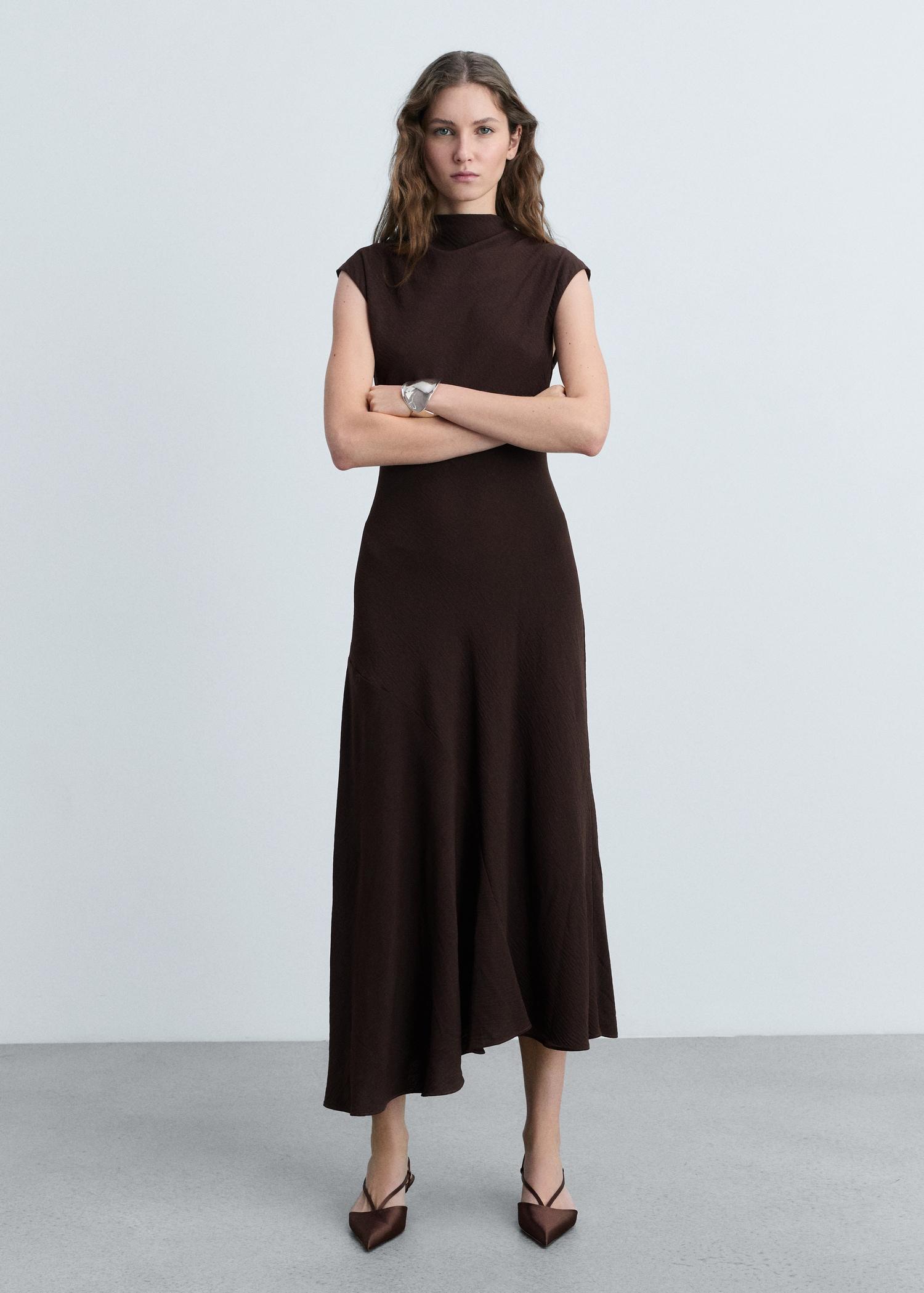 Textured asymmetrical dress - Women | MANGO USA Product Image