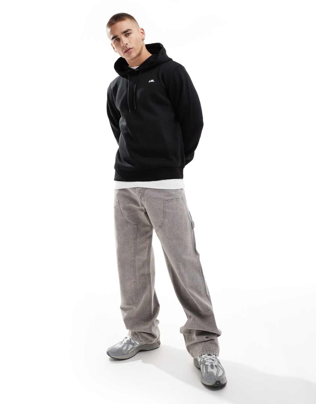 JJ Rebel hoodie with small chest logo in black Product Image