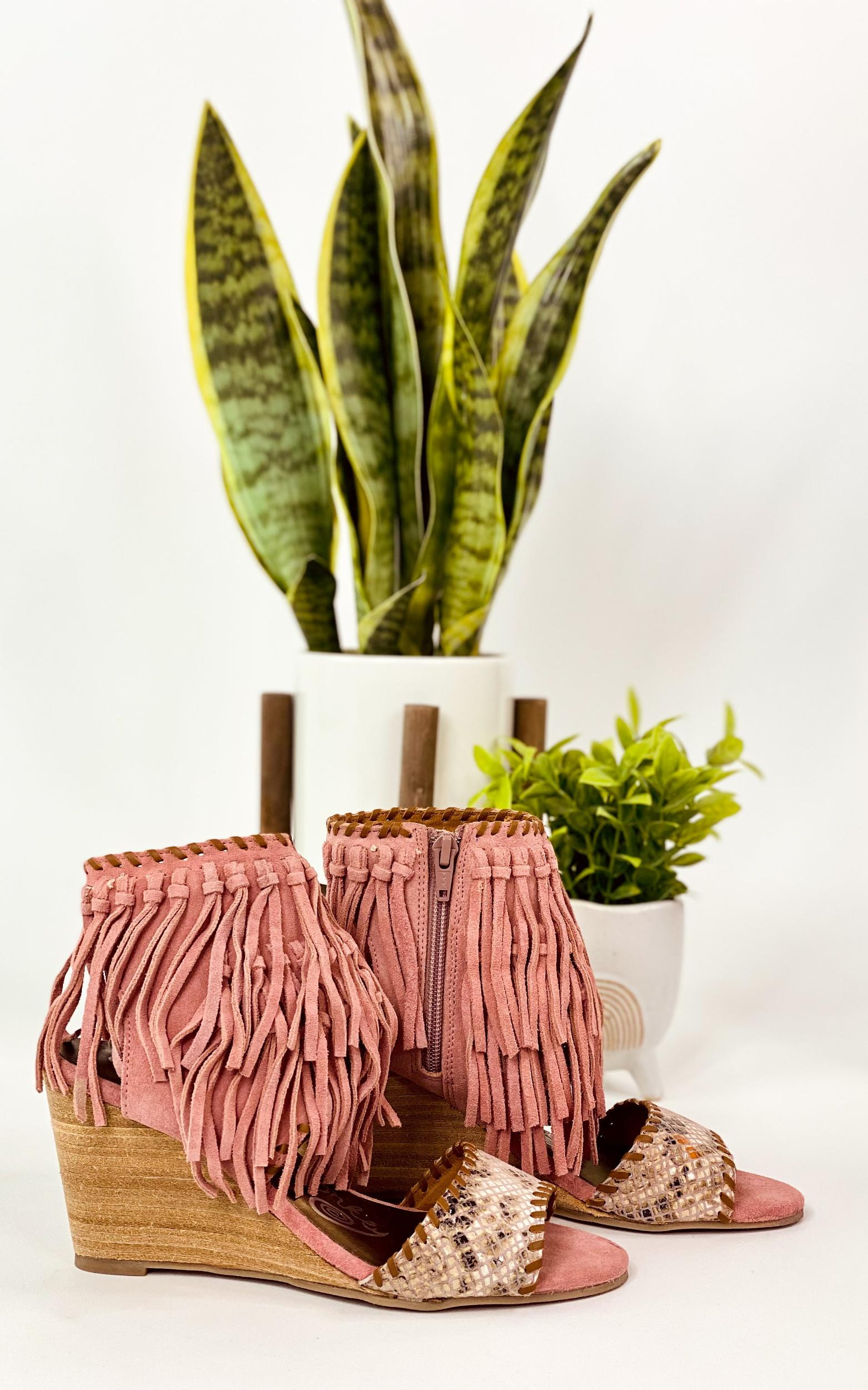 True Fringe Wedge in Blush Product Image