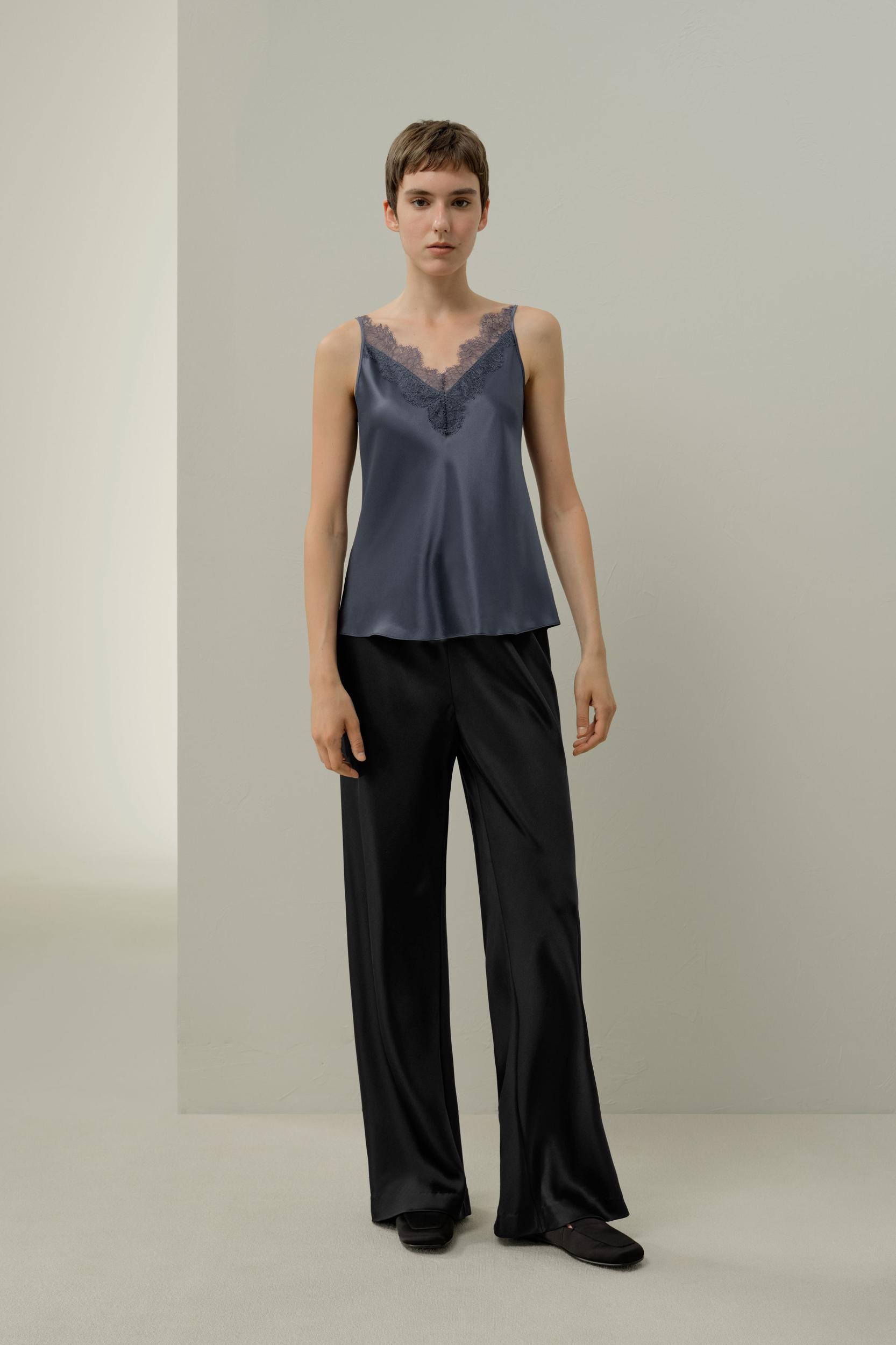 Lace-Trimmed Silk Camisole Product Image