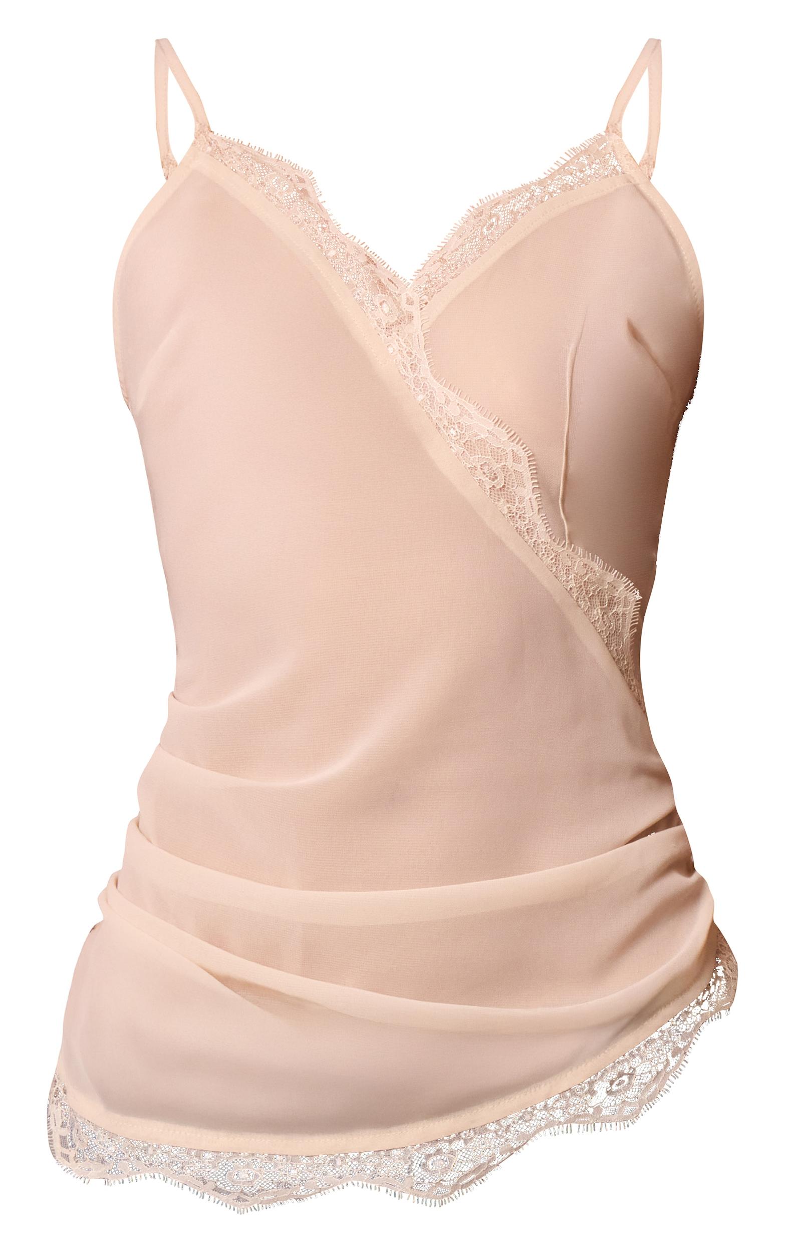 Cream Chiffon Wrap Detail Lace Trim Cami Product Image