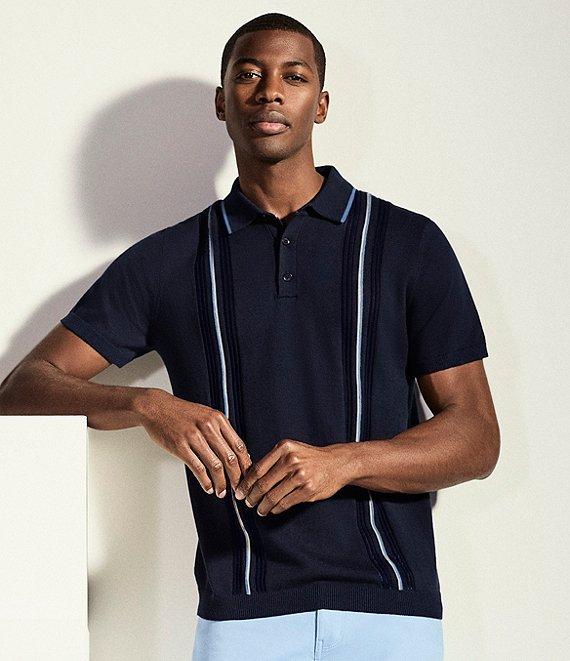 Perry Ellis Vertical Stripe Short Sleeve Polo Shirt Product Image