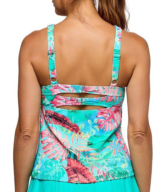 Athena Next by Athena Coconut Bay Tropical High Neck D-Cup Bra Size Extended Tankini Swim Top Product Image