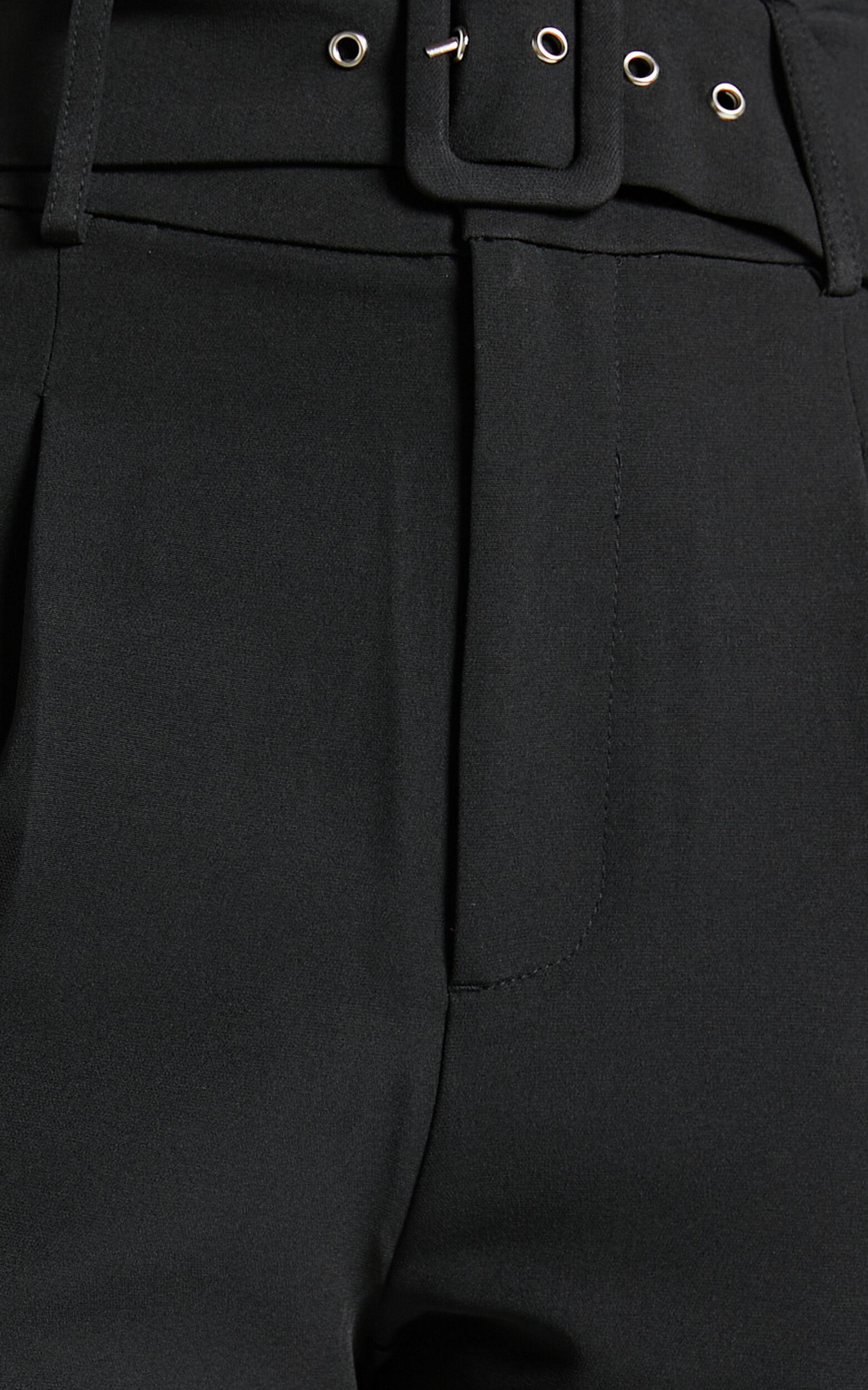 Milica Trousers - Belted High Waisted Trousers in Black Product Image