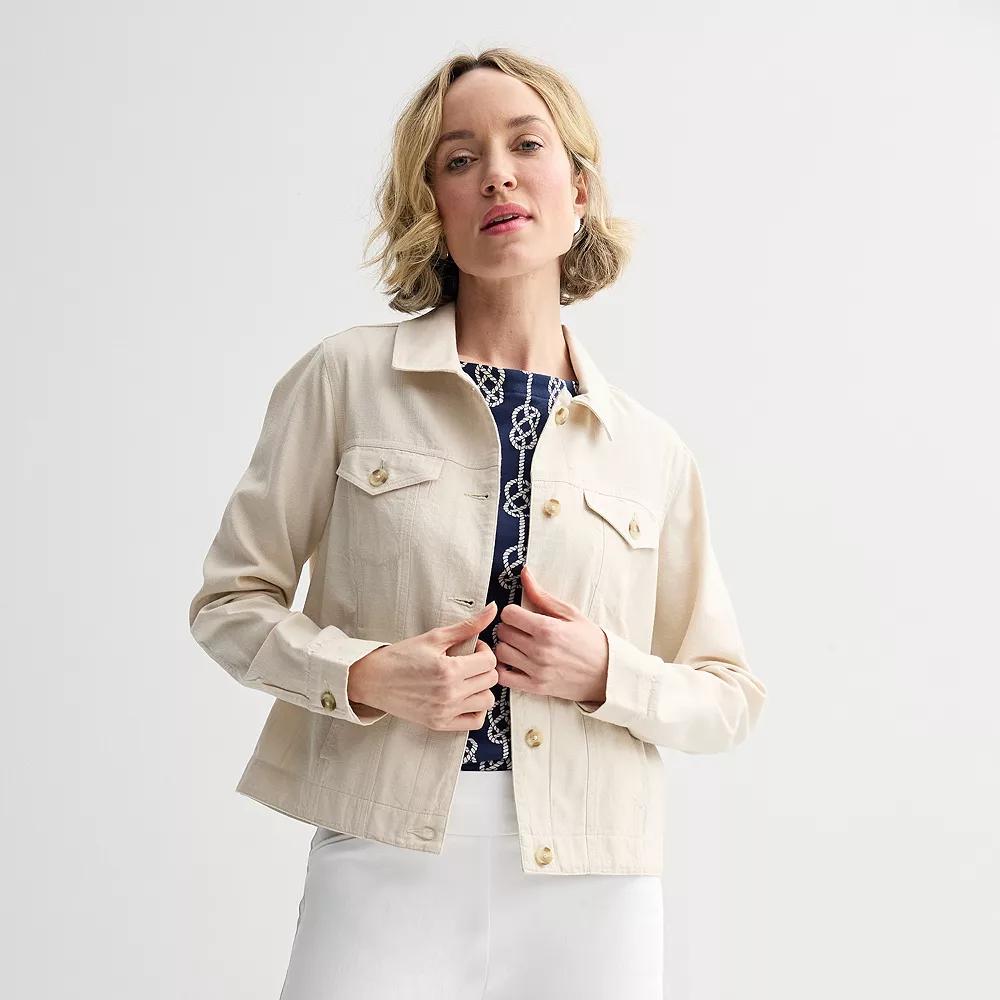 Women's Croft & Barrow® Linen-Like Jacket, Size: Medium, Leigh Beige Product Image