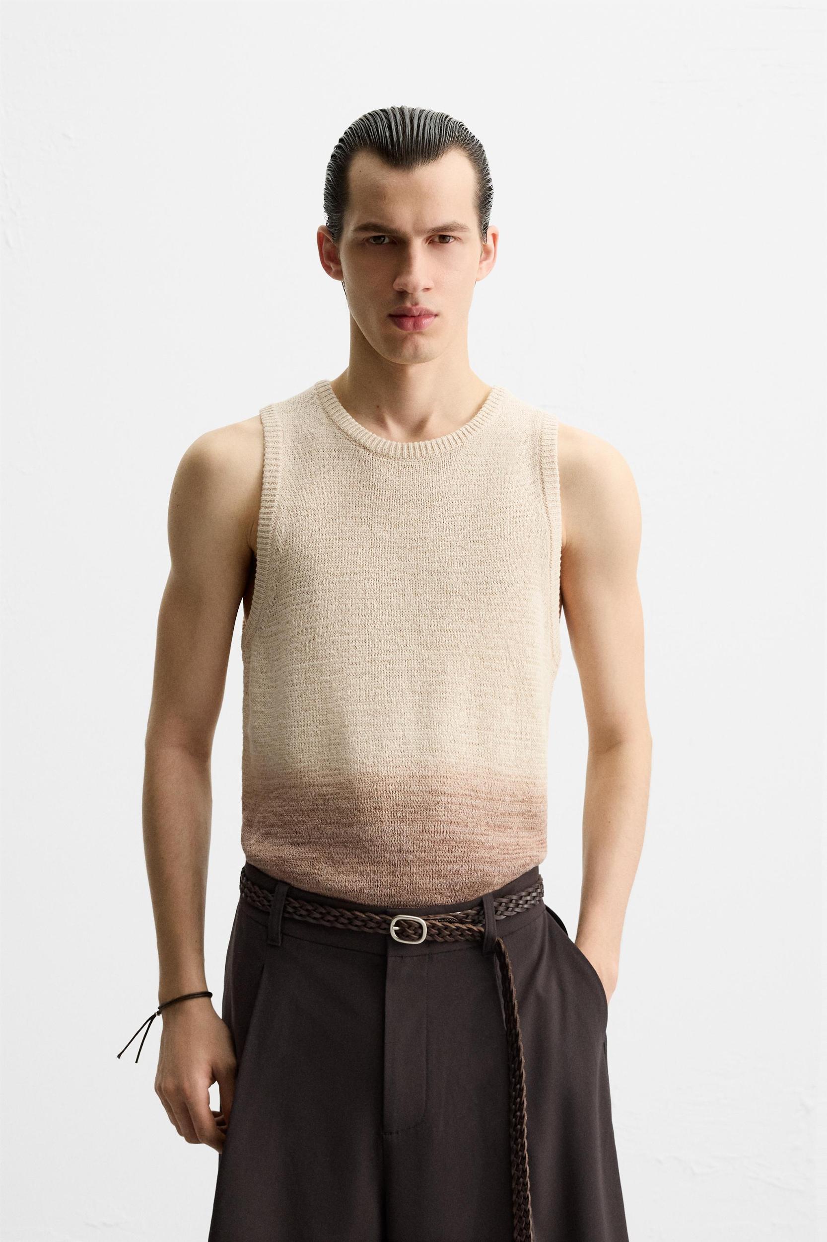COTTON LINEN BLEND KNIT T-SHIRT Product Image