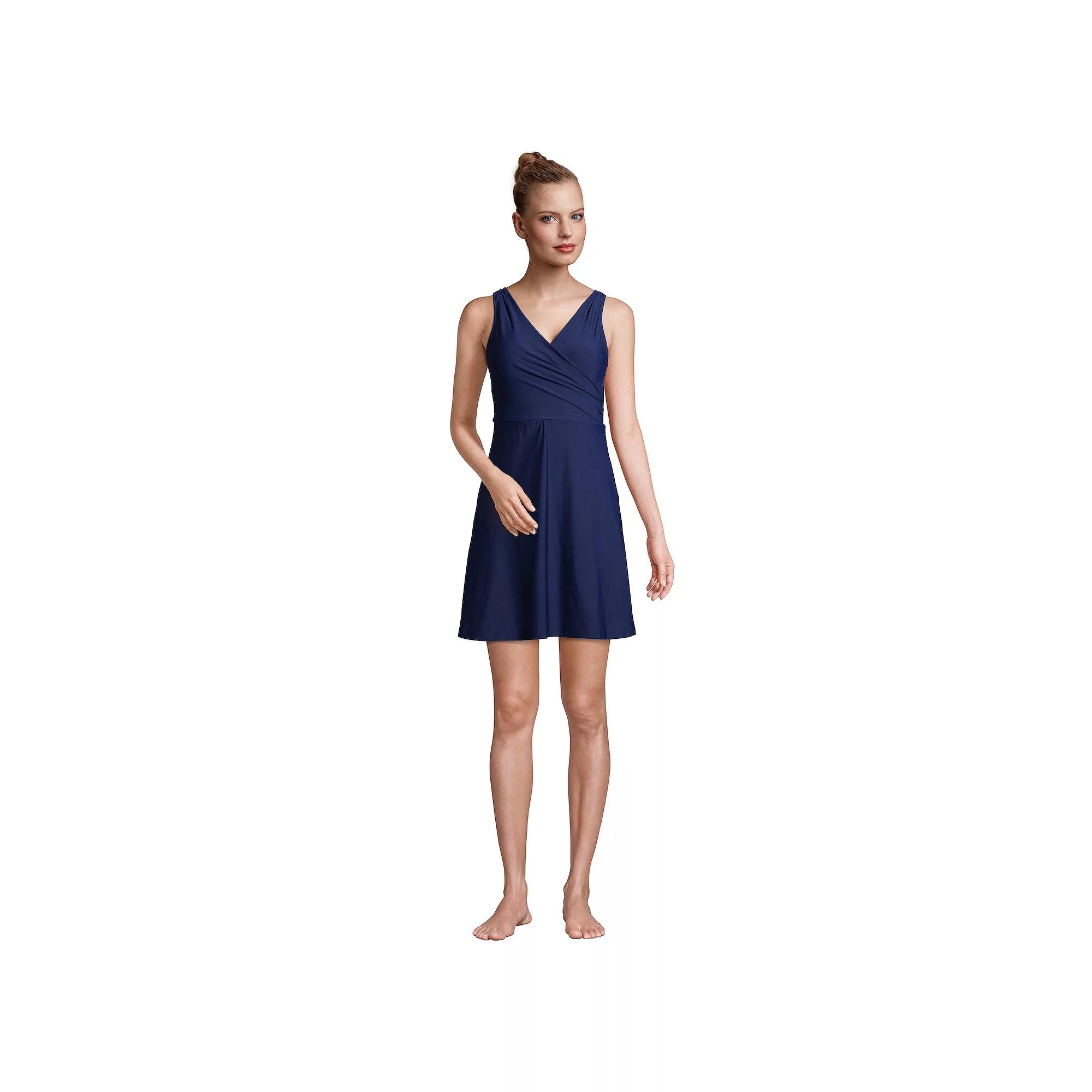 Women's Lands' End DD-Cup UPF 50 Tummy Control Surplice One-Piece Swim Dress,  Product Image