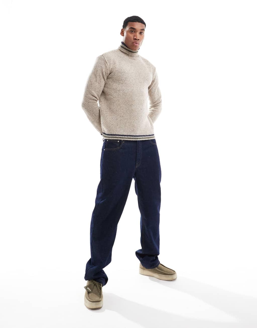 Scalpers Klint Turtleneck Tricot Sweater In Taupe   Product Image