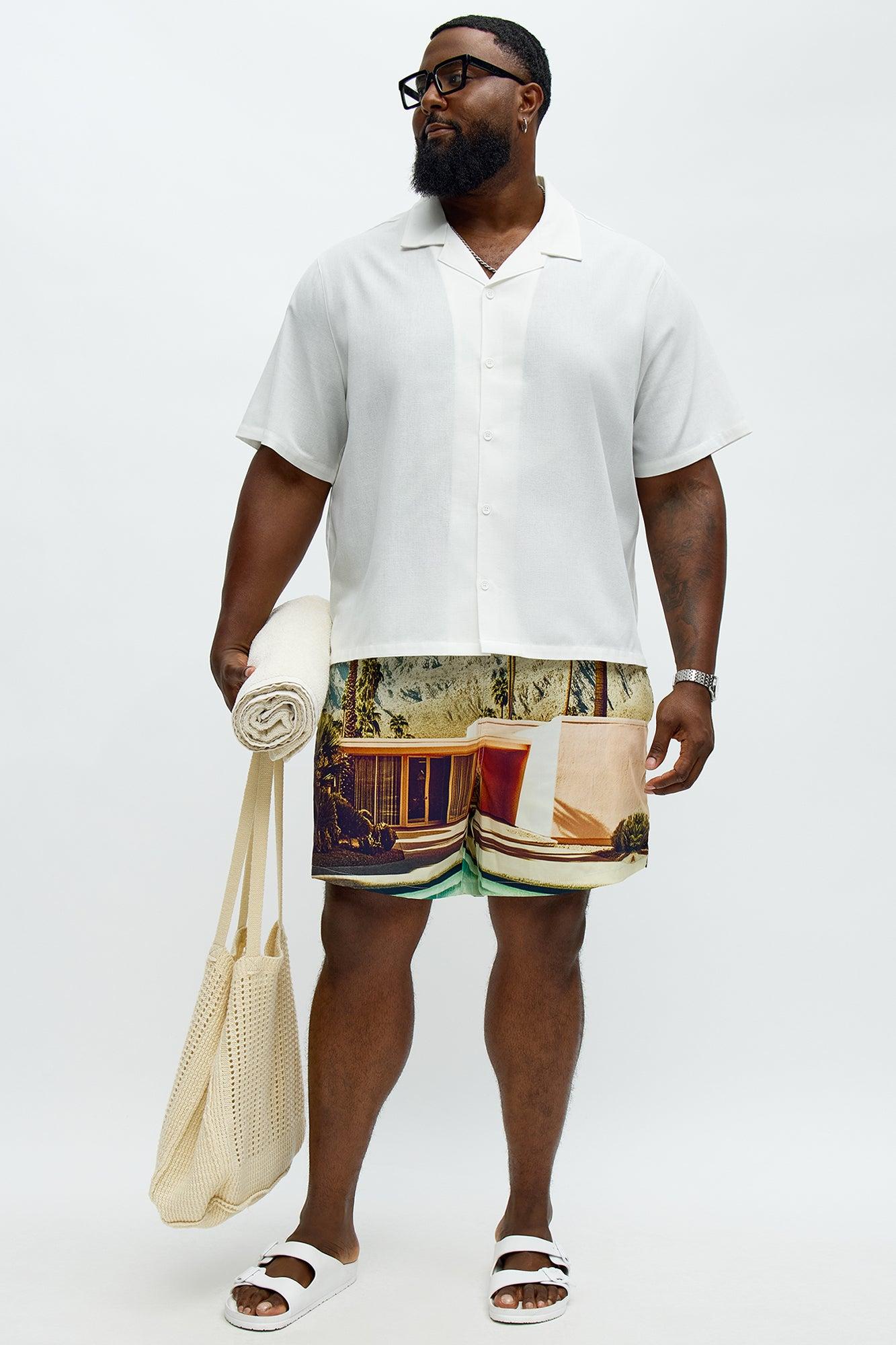 Relaxed Chateau Photoreal Cuban Shirt - White Male Product Image