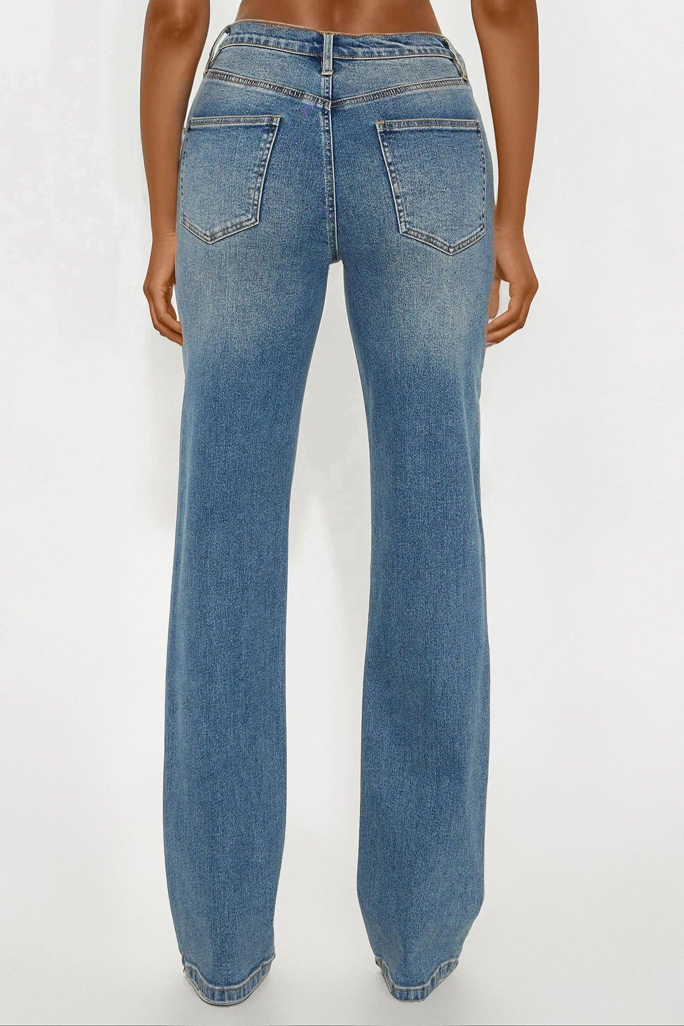 Tall In Sync Stretch Crossover Straight Leg Jeans - Dark Wash Female Product Image