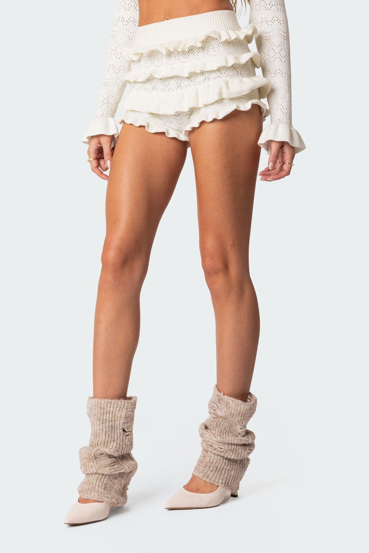 Lindsay Ruffle Knitted Shorts Product Image