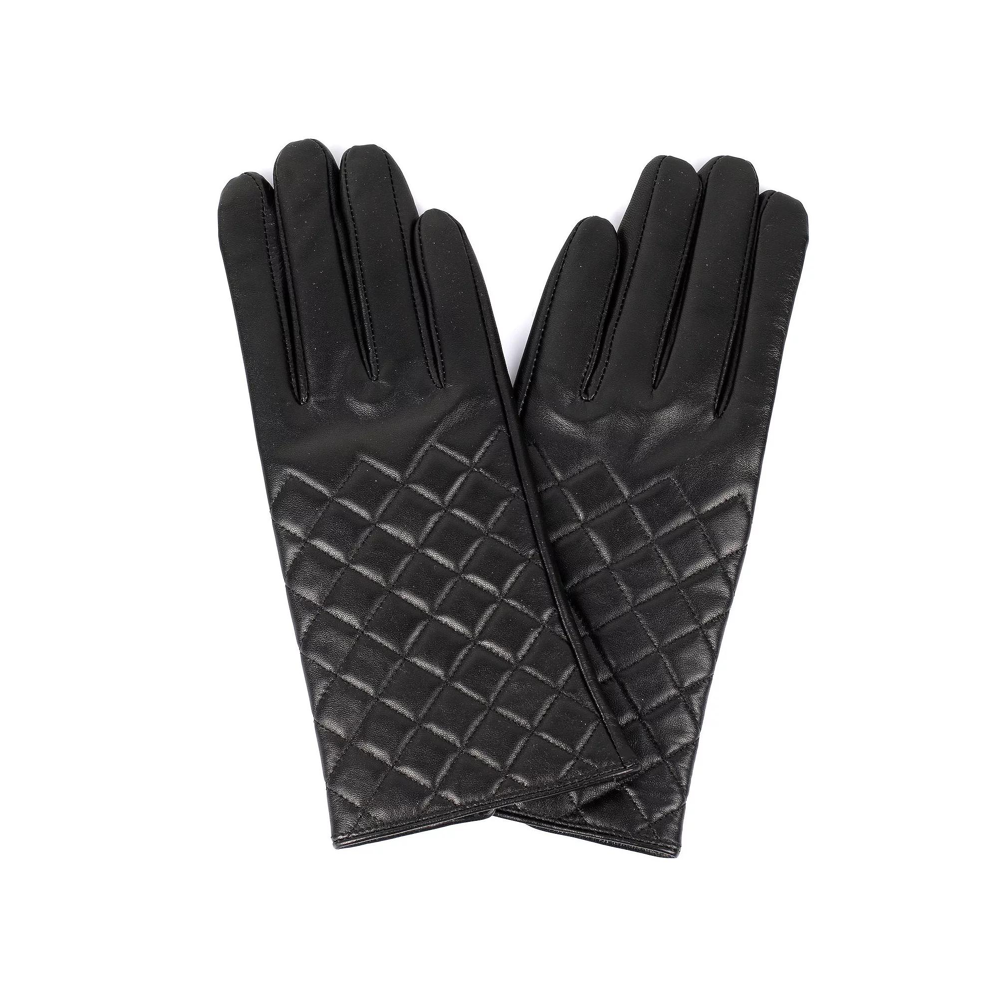 Women's Karla Hanson Quilted Leather Touch Screen Gloves,  Product Image