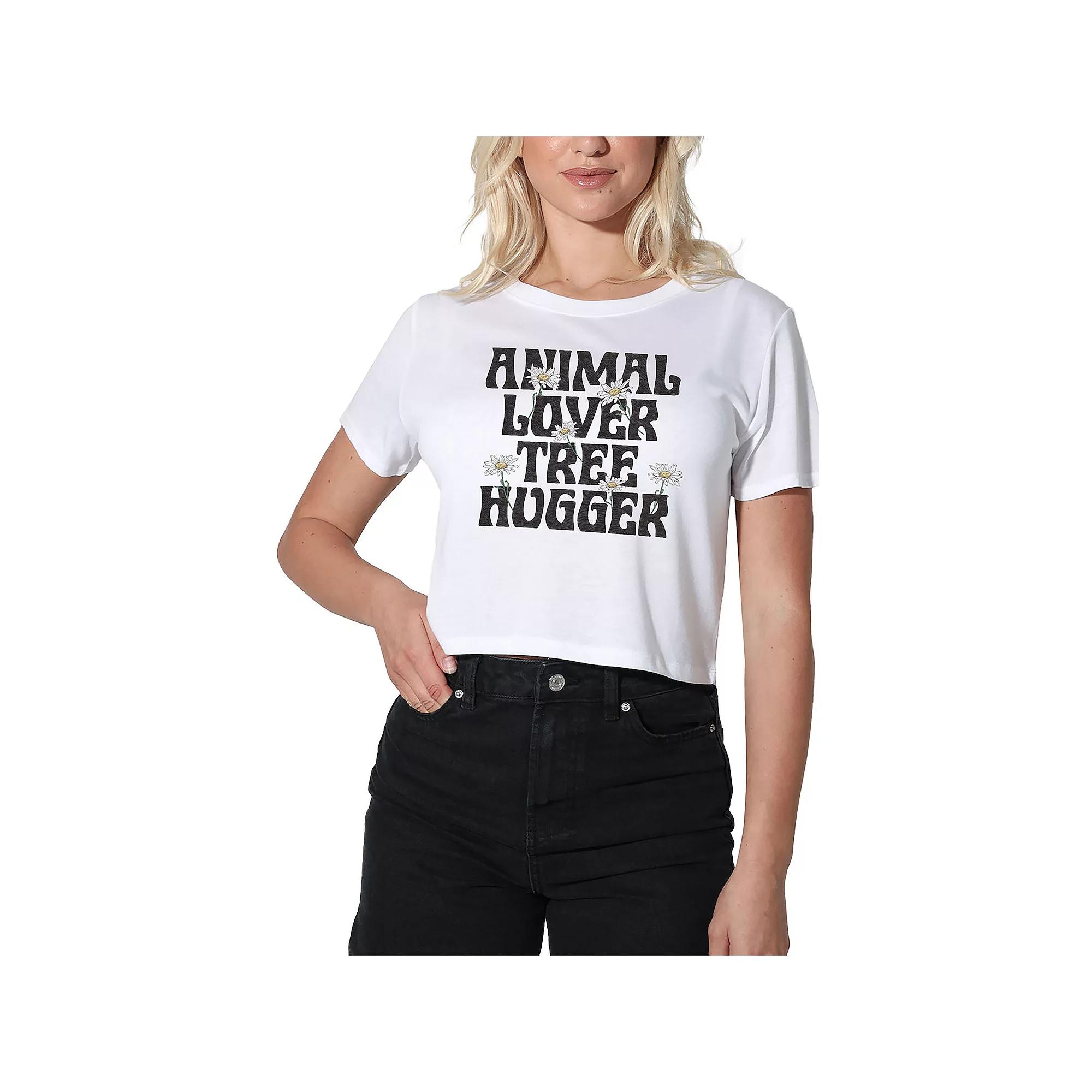 Women's Suburban Riot Animal Lover Tree Hugger Graphic Crop Top, Girl's,  Product Image