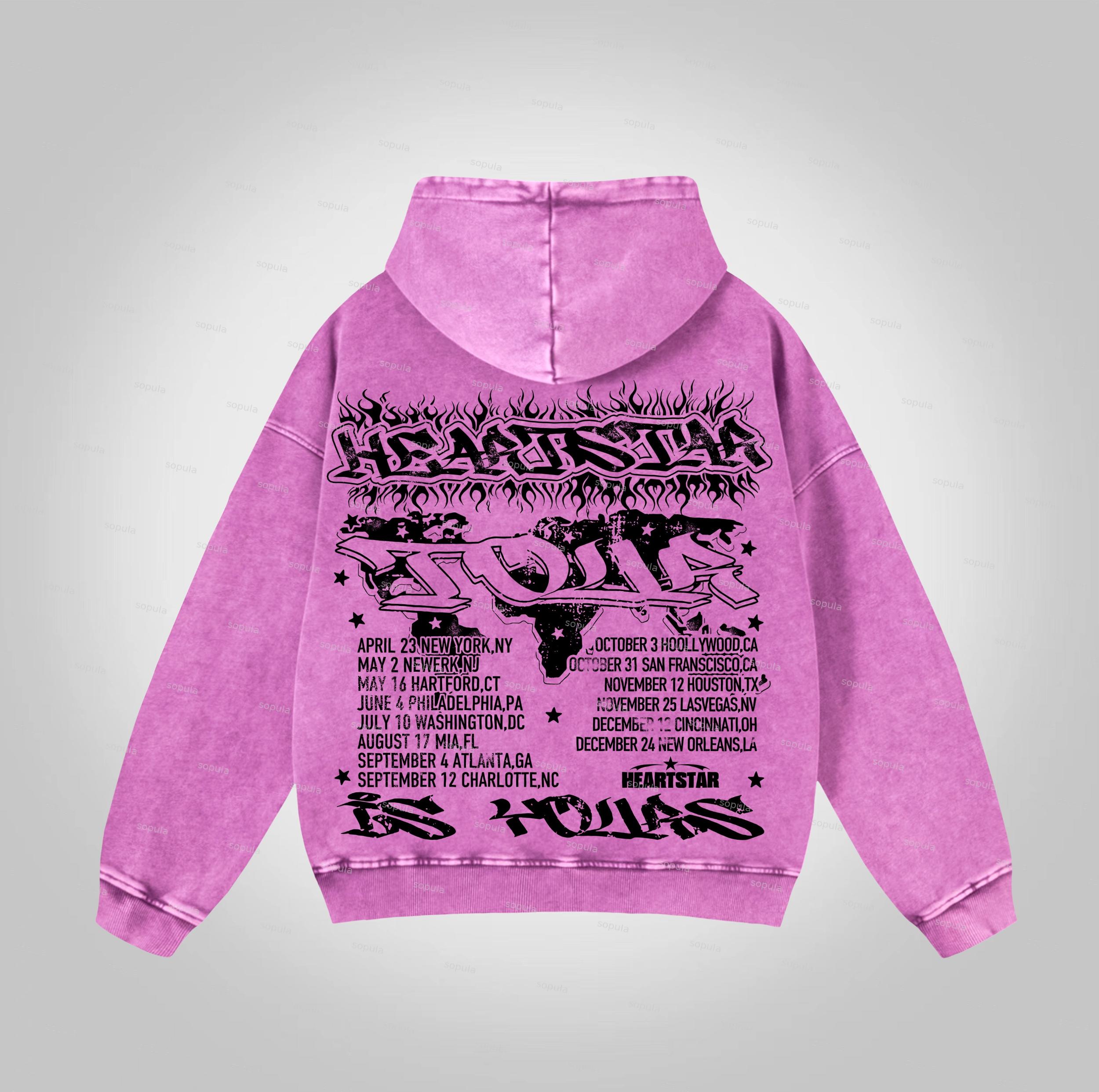 Sopula Flame Font Network Connection Graphic Washed Hoodie Product Image