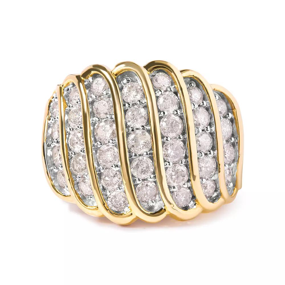 Haus of Brilliance 14k Gold Over Silver 2 Carat T.W. Diamond Multi Row Band Ring, Women's, Size: 6, Gold Tone Product Image