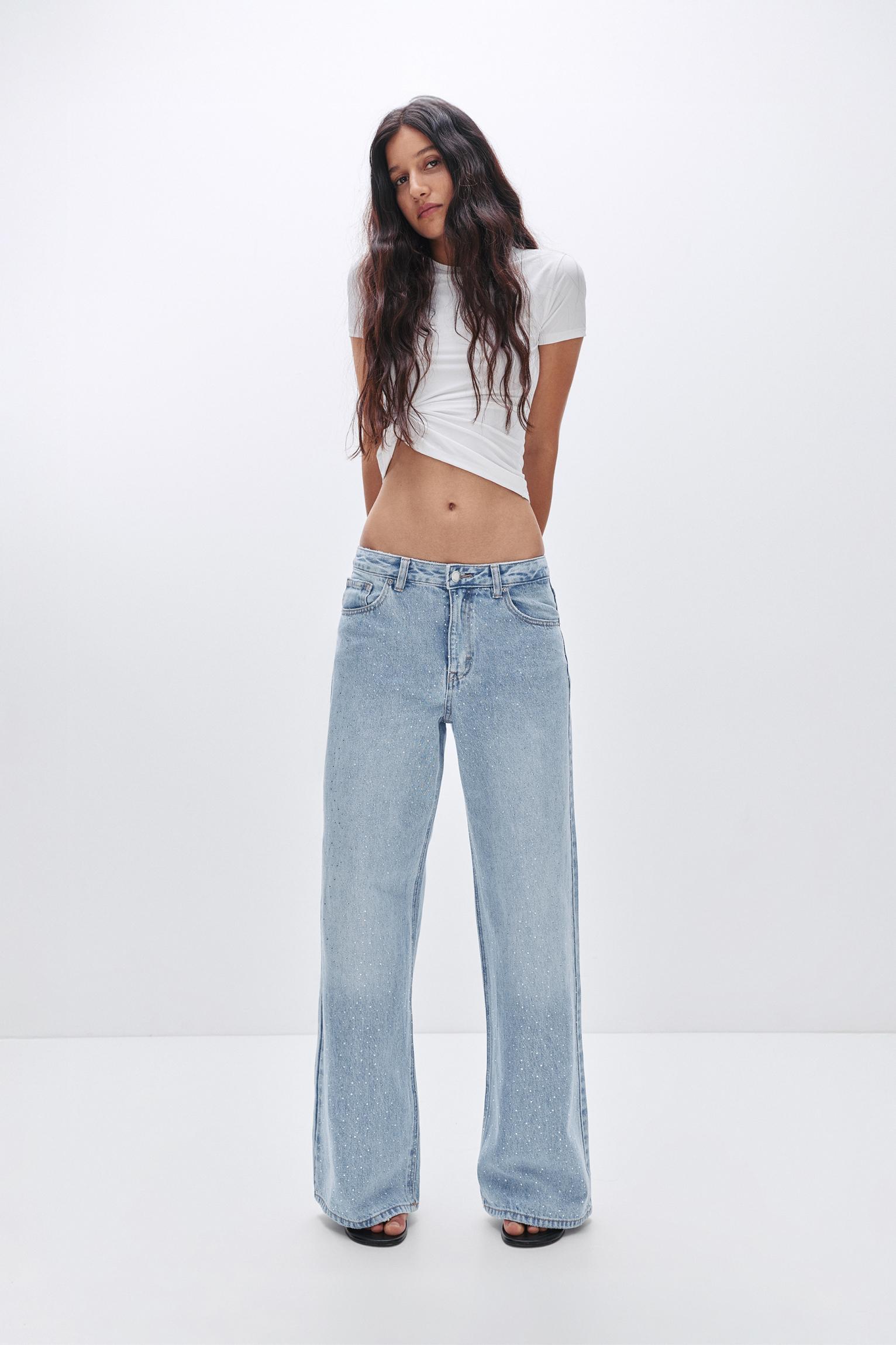 Straight-leg shimmery baggy jeans Product Image