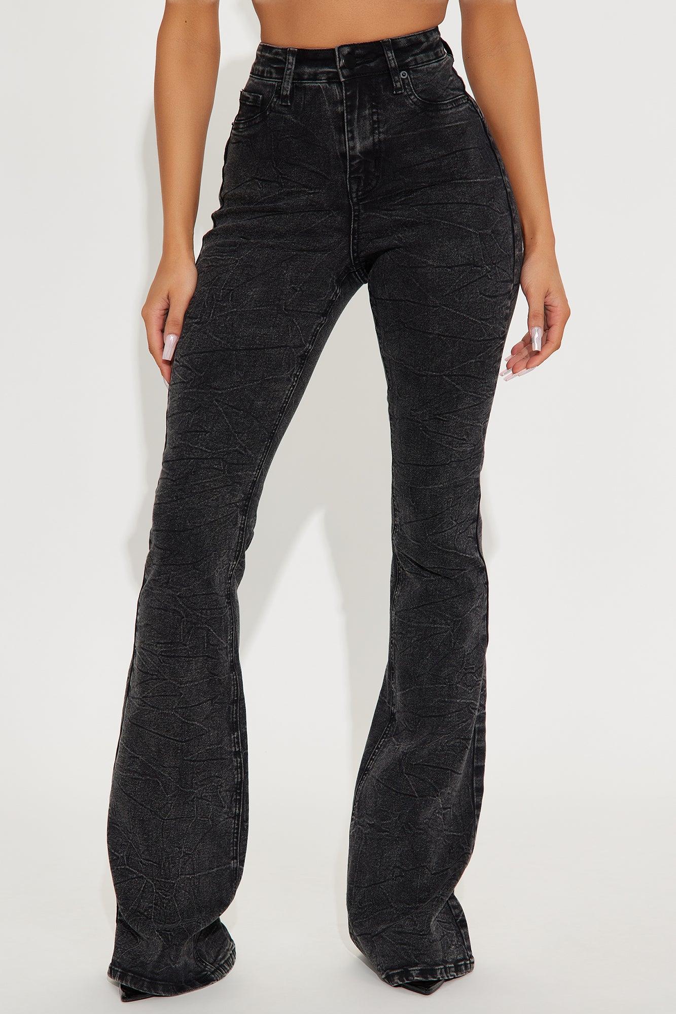 Tall Audrey Booty Lifting Stretch Flare Jeans - Acid Wash Black Product Image